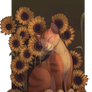 Cat in the Sunflower Garden