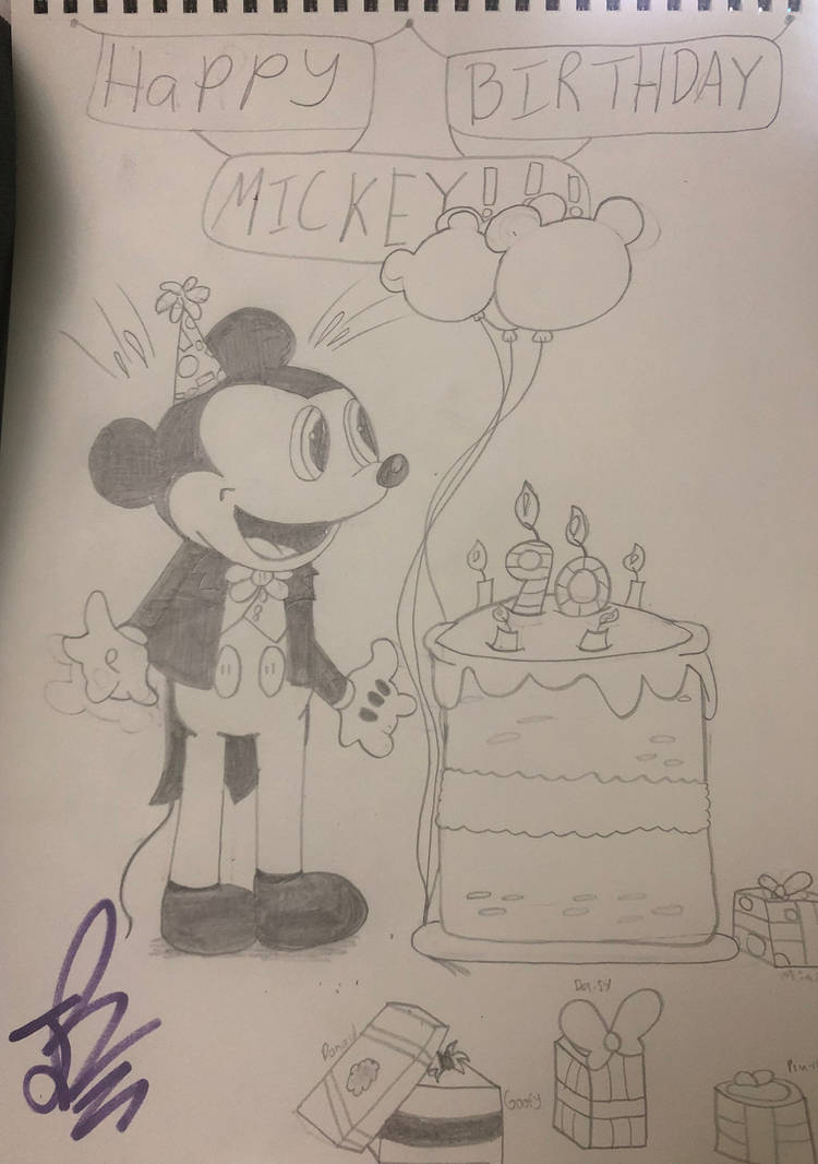 Happy Birthday Mickey Mouse (Pencil Sketch) by Jrechani18 on ...