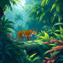 In a lush South American rainforest is a jaguar ro