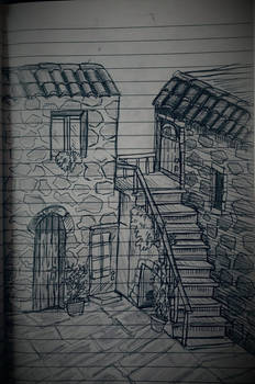 Summer drawing 09/02/2022: some stone houses.