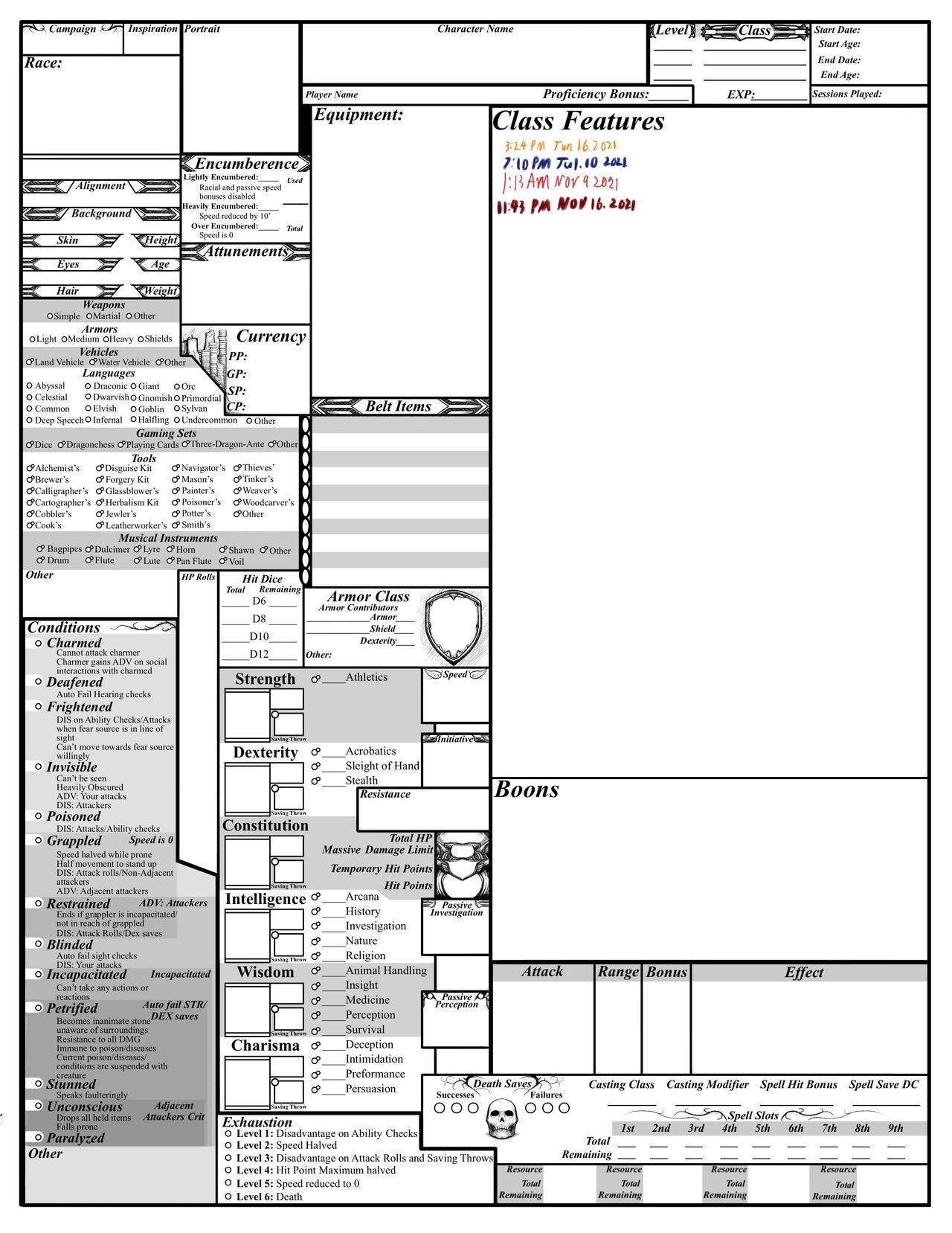 341, 5E Compact Character Sheet 1.1 by PrismaticPegasus on DeviantArt