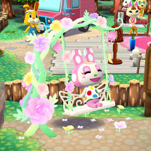 Chrissy is Swinging on the Pastel-Blossom Swing