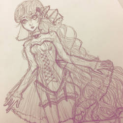 Sheer Dress and Corset Sketch