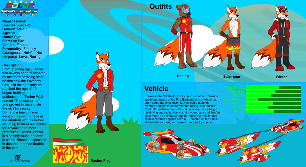 Color Racers Ref. Sheet - Fireball by Lightningwolf710 on DeviantArt