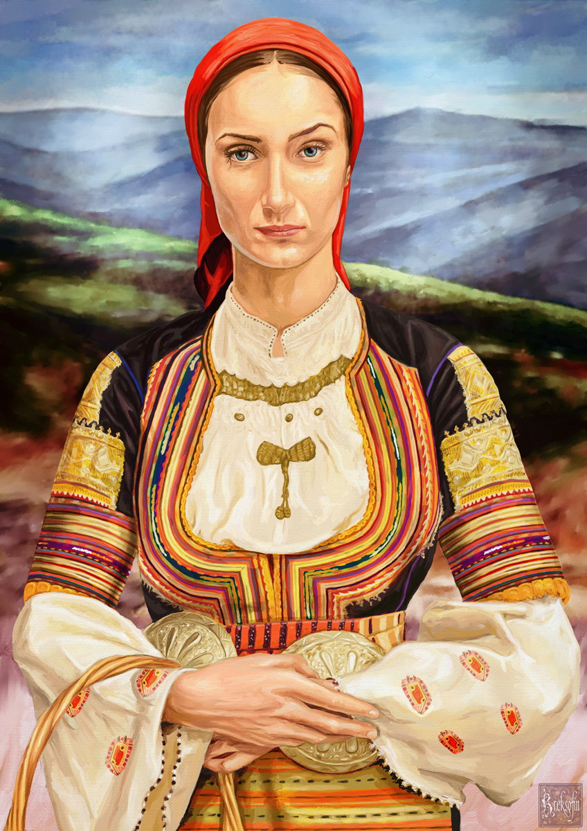 Bulgarian maiden in folk costume