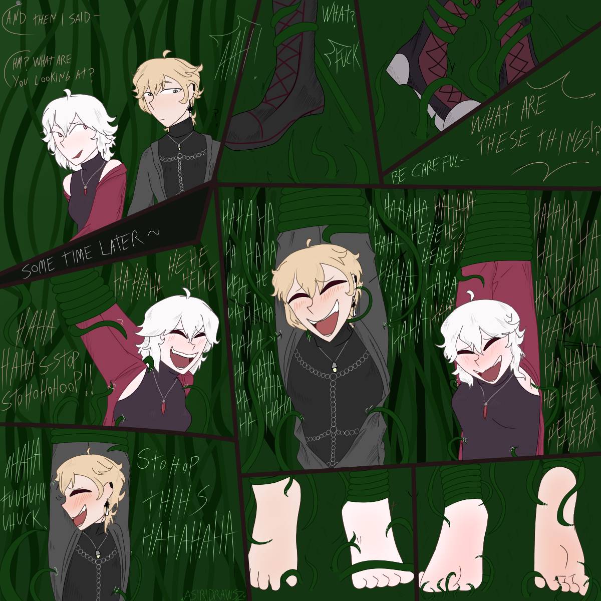vine forest tickling (commission)