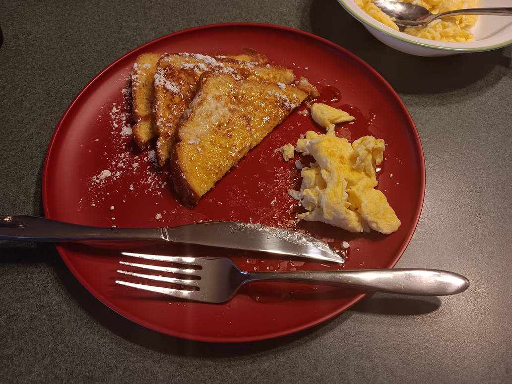 French Toast and Scrambled Eggs by RosePrincessArts on DeviantArt