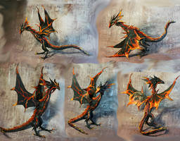 Volcano Magma Dragon leather poseable