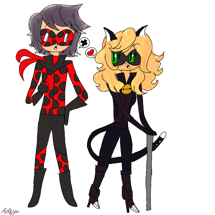 Genderbent Ladybug and Chat Noir