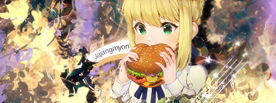 Fate/stay night Saber eating a Burger Signature by rinirax on DeviantArt