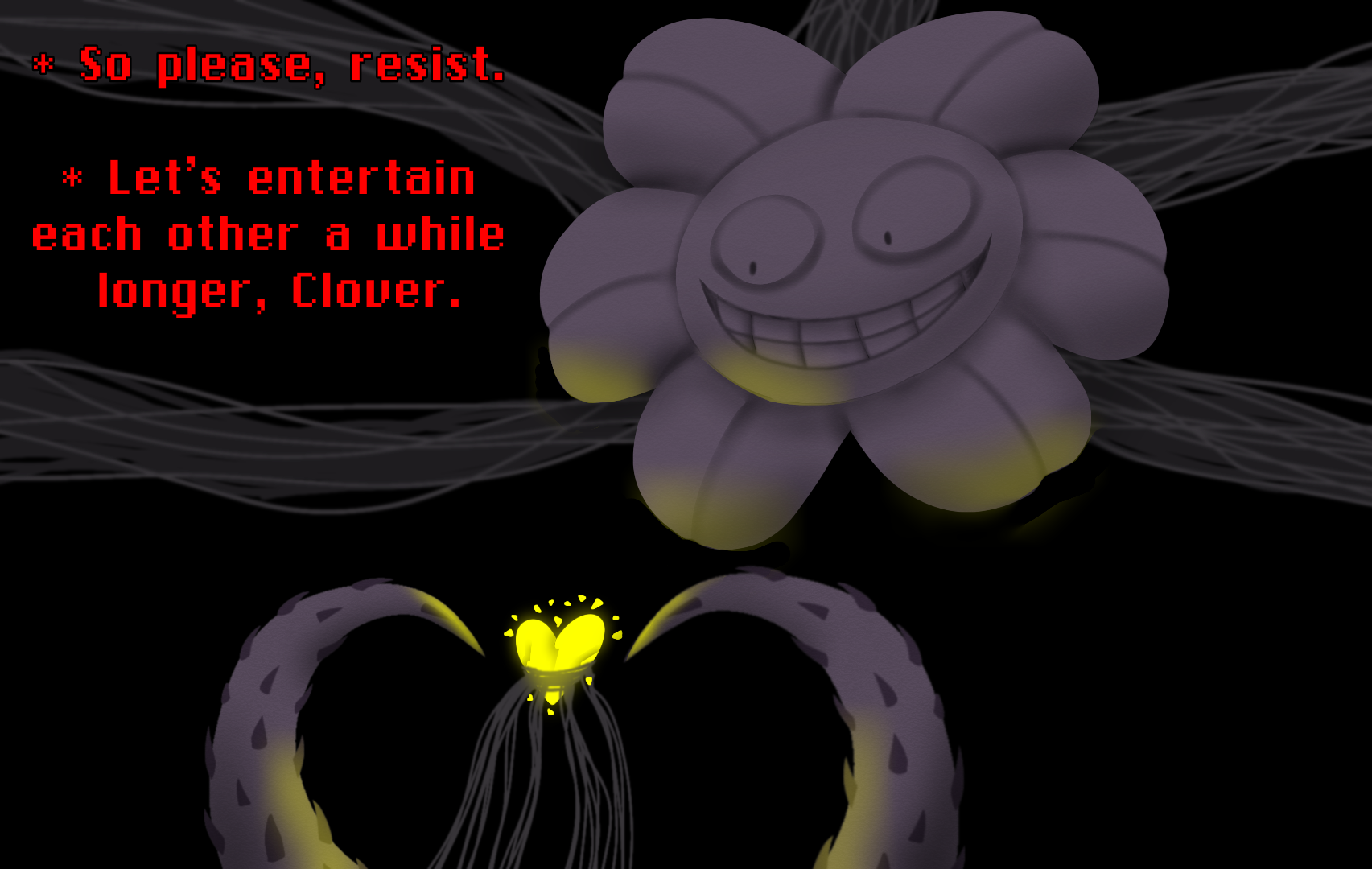 Omega Flowey and Clover (Undertale Yellow) by Chibipie-Kagane on DeviantArt