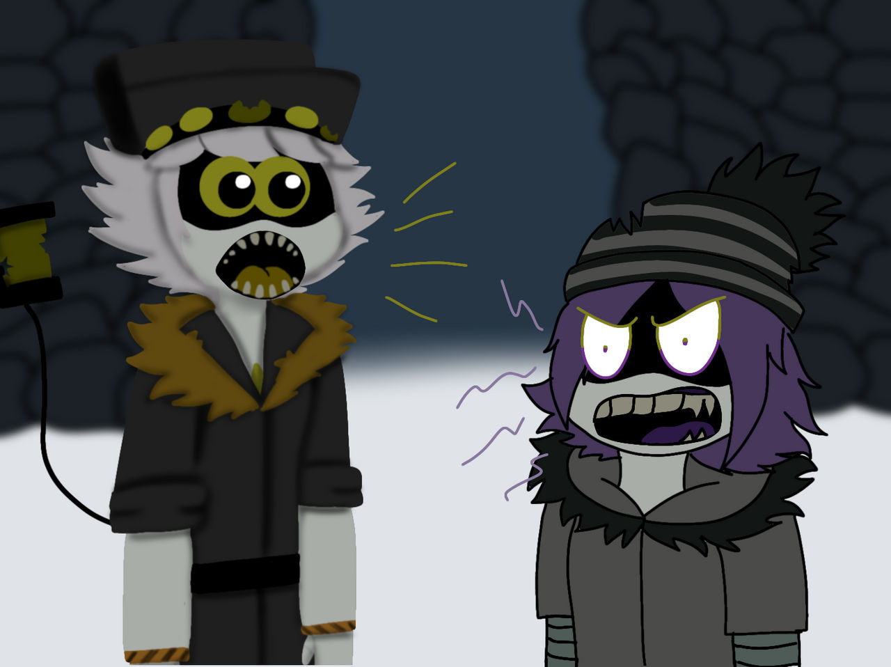 Uzi Sickman AU - N and Uzi Talking Outside