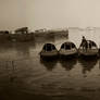 Panorama of Boats by the Ganges River