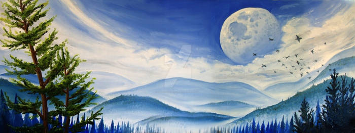 Moon Over Blue Ridge Mountains