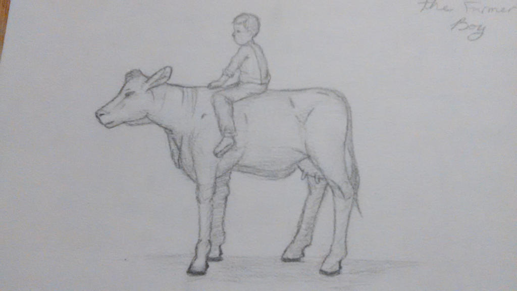Cow Ride Scetching boy riding cow by BbBee on DeviantArt