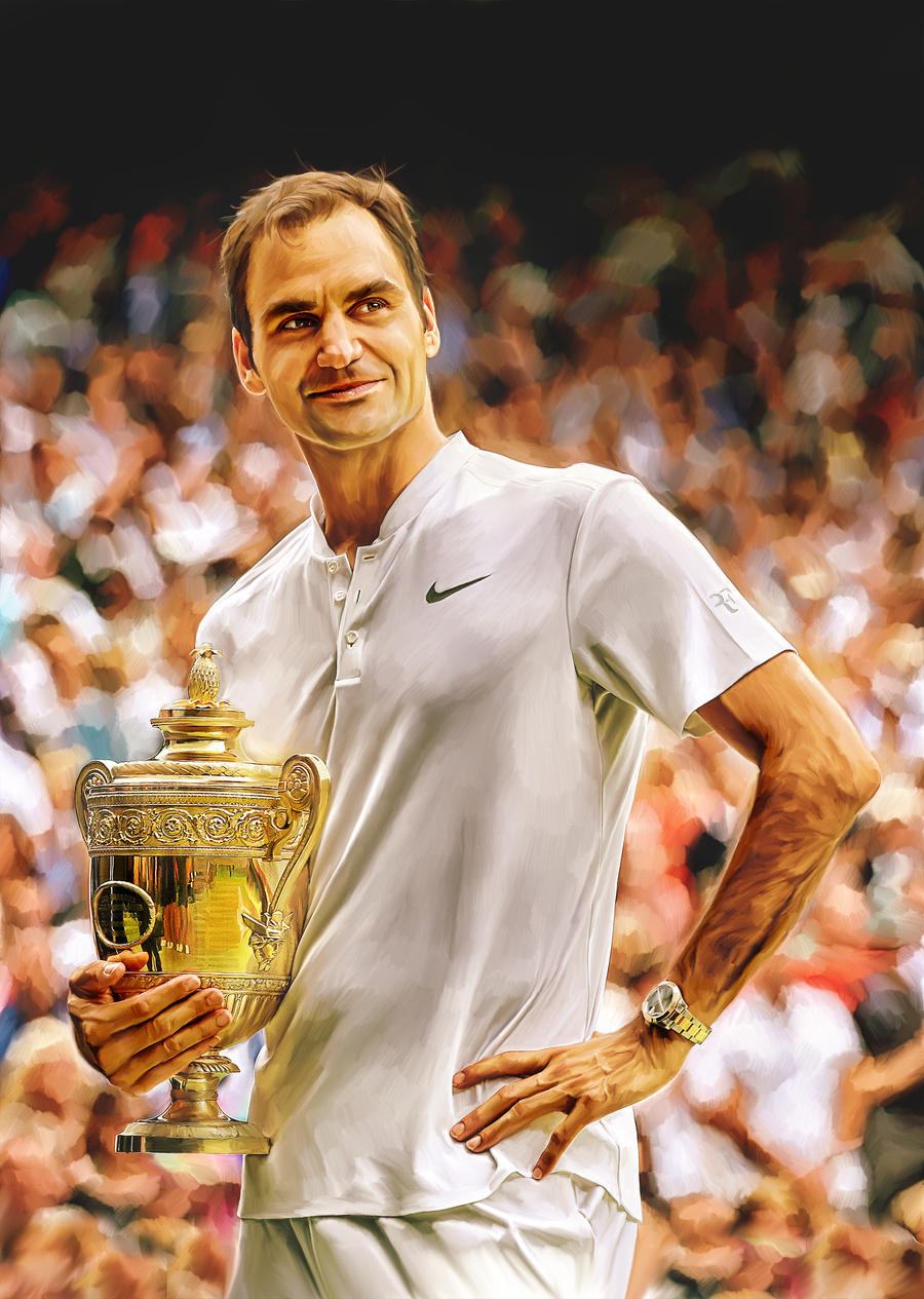 Roger Federer with Wimbledon 2017 trophy. by MrLizaveta on DeviantArt