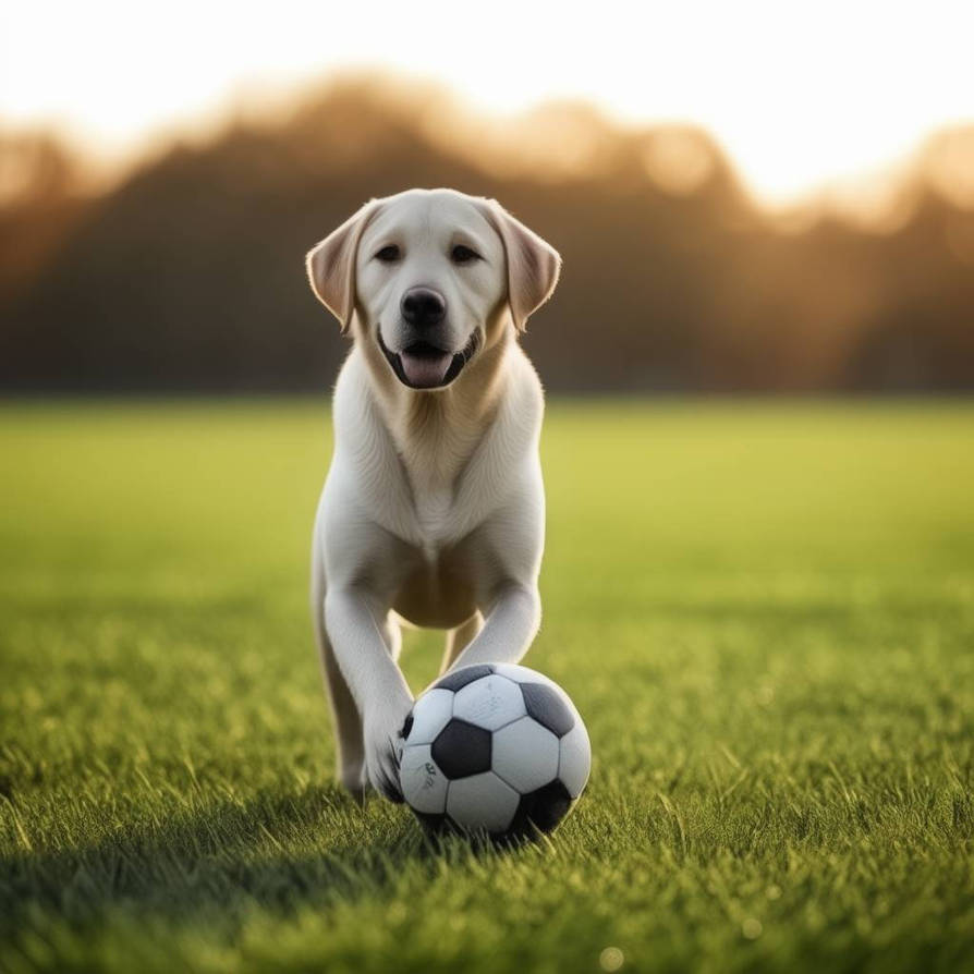Labrador playing with a football by Lady-Danielle-AI on DeviantArt