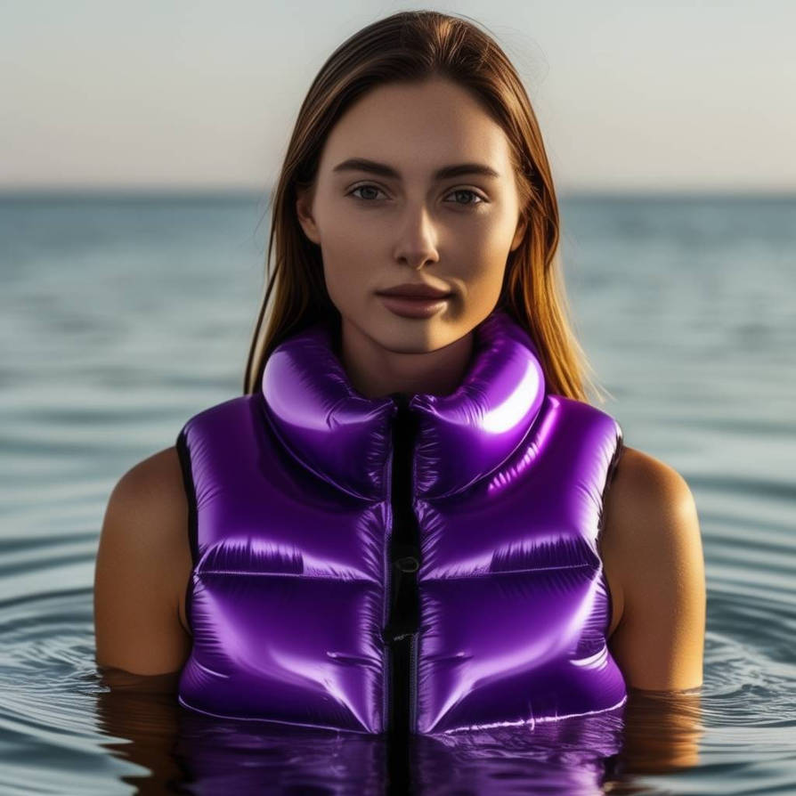 Staying afloat in my inflatable puffer vest by Lady-Danielle on DeviantArt