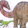 Diplodocus and Ornitholestes