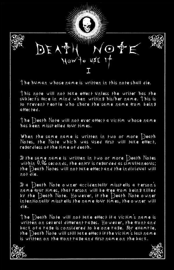 Deathnote Rules - page 1