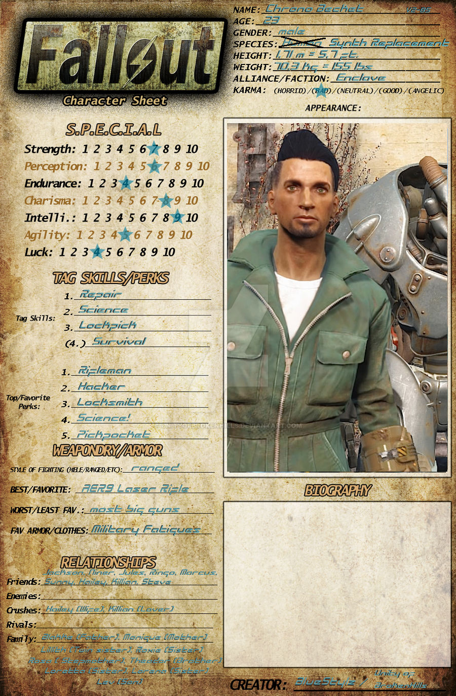 Chrono Becket V2-85 (Fallout Character sheet) by UnityofBrokenHills on ...