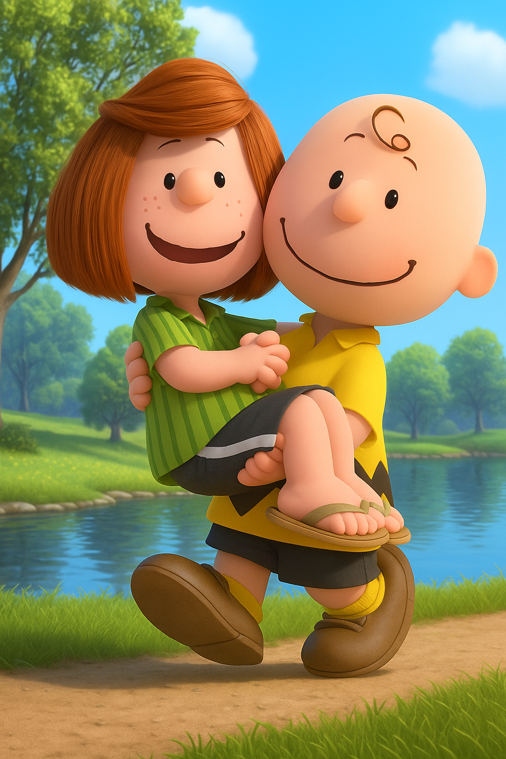 Charlie Brown carrying Peppermint Patty (3D)