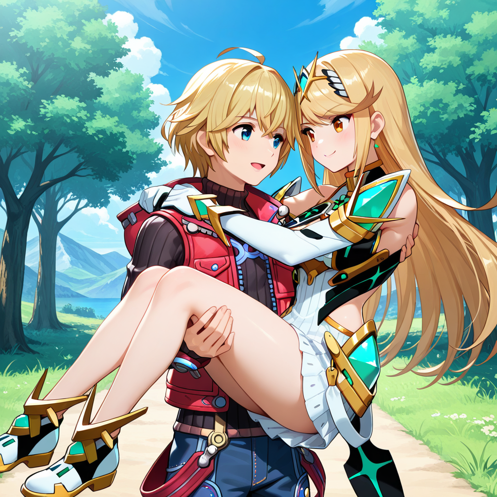 Shulk carrying Mythra