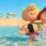 Sally Brown carrying Peppermint Patty to swim