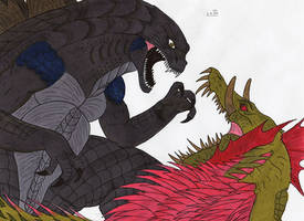Godzilla - Godzilla vs Lizzie from Rampage