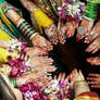 Pakistani Women wearing mehndi in a local wedding