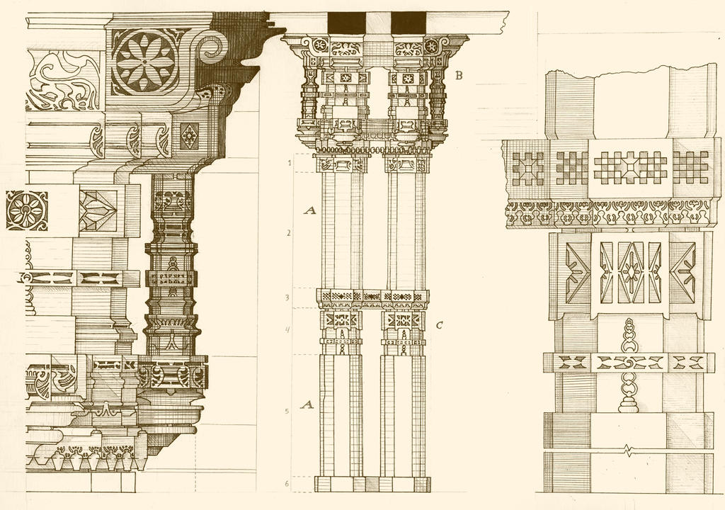 Adalaj Stepwell Column Technical Drawing by Fghtan on DeviantArt