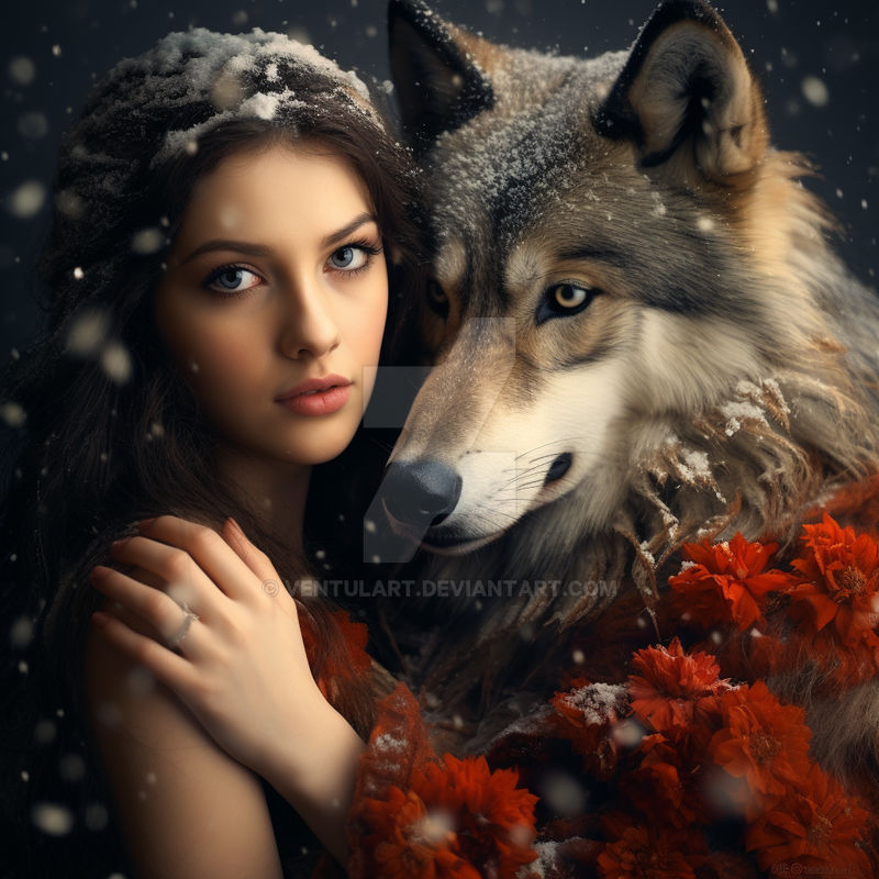 Women with husky-wolv by VentulArt on DeviantArt