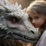 Beautiful realistic dragon with girl in 4K