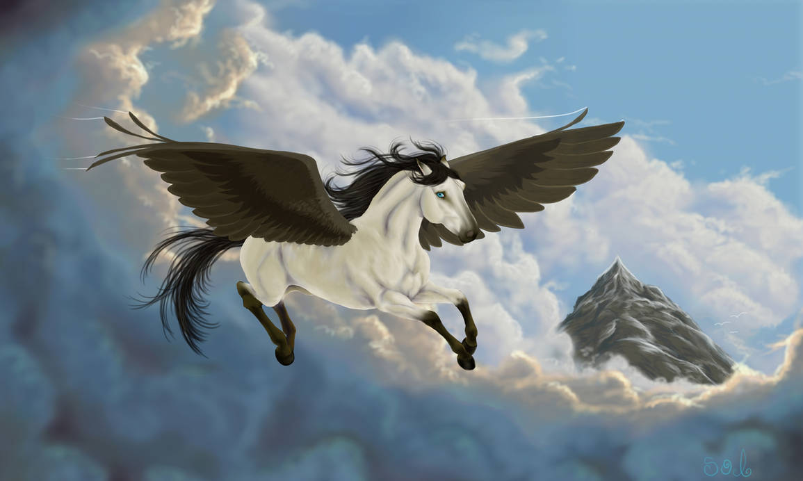 Облака крылатые. Чхоллима корейский мифический крылатый конь. Мифический крылатый конь Пегас. Чхоллима корейская мифология.