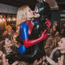 Catwoman and spidergirl at a lesbian bar