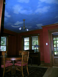 night sky mural, dining room