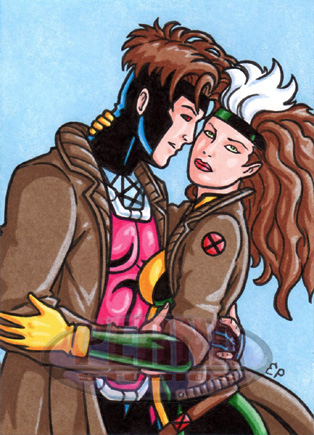 Gambit + Rogue Sketch Card