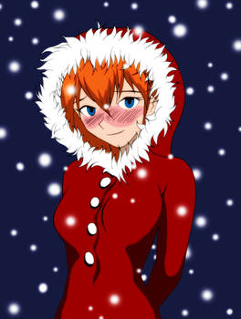 Blushing Asuka in the snow