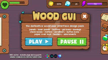 Wood theme game GUI
