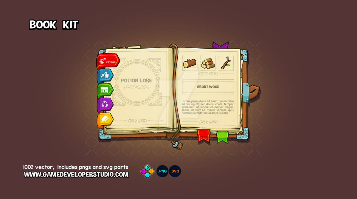 Book themed user interface creation kit by RobertBrooksGDS on DeviantArt