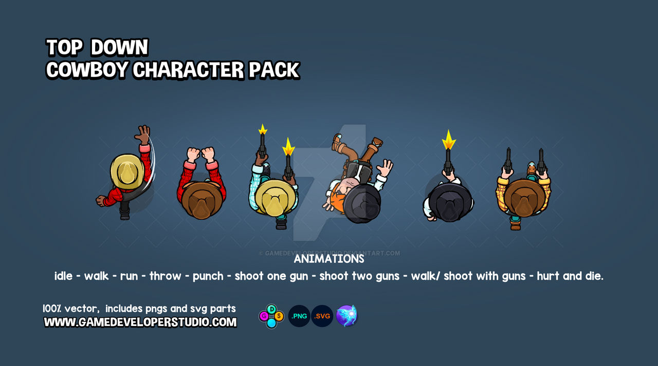Top down cowboy character pack by GameDeveloperStudio on DeviantArt