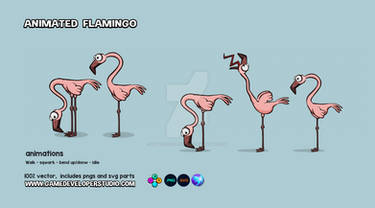 Animated flamingo game sprite