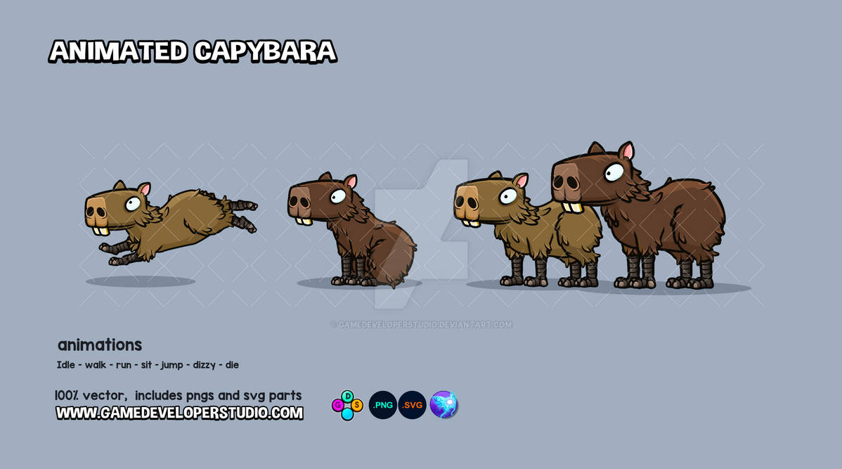 Capybara Riding Animation Animated capybara by GameDeveloperStudio on DeviantArt