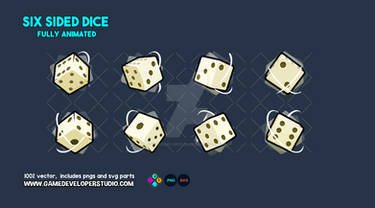 Animated six sided dice