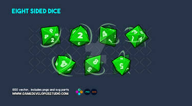 Fully animated eight side dice game sprite