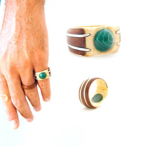 Malachite Bentwood Ring Art Statement Ring