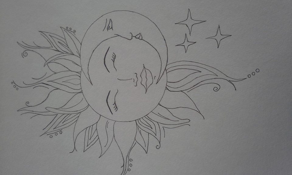 Wip Sun And Moon Tattoo Design Outline By Clairewinke On Deviantart