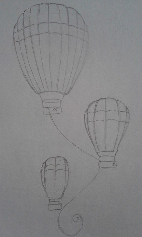 Hot air balloon tattoo design wip