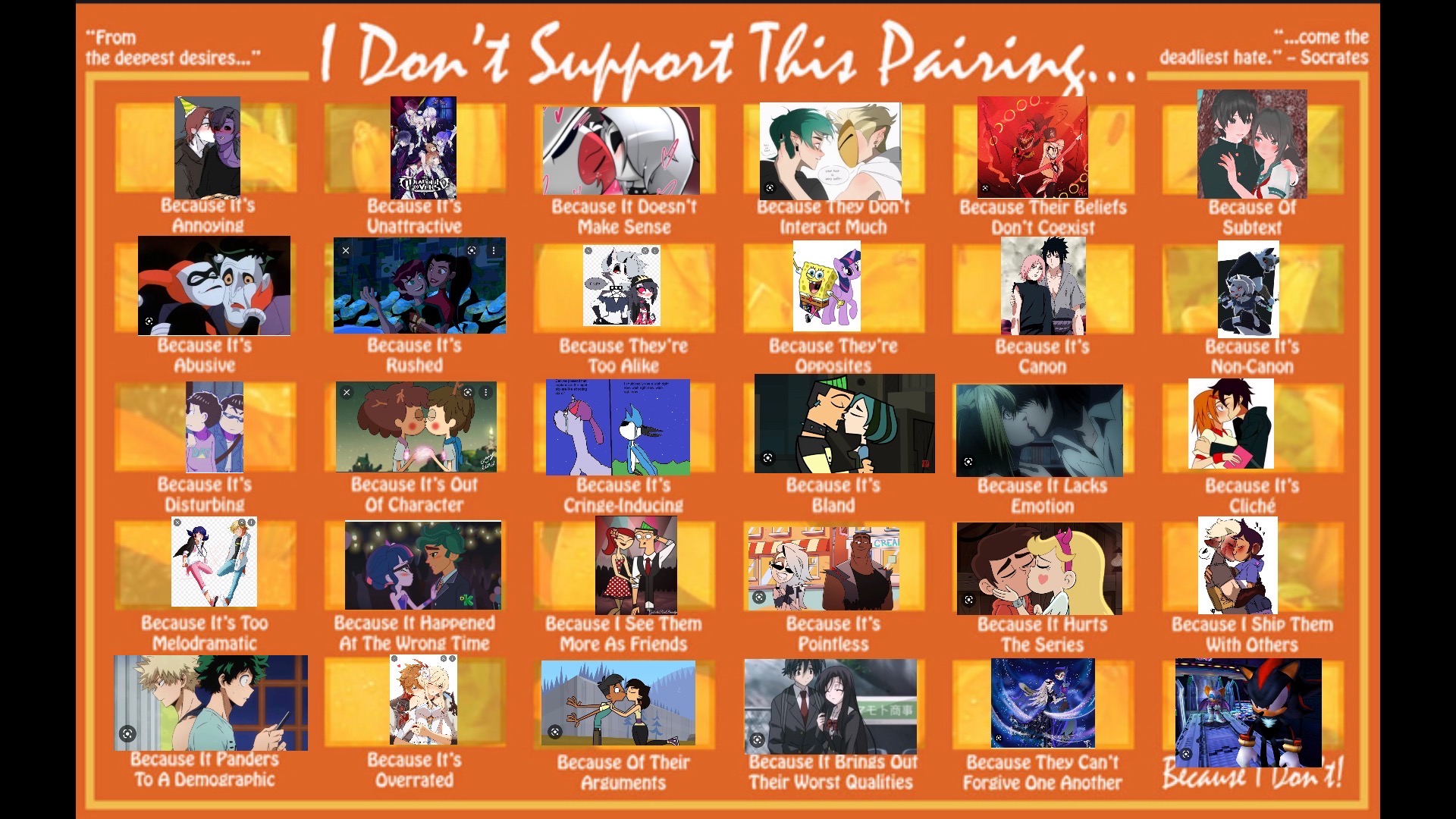 My I dislike this pairing meme