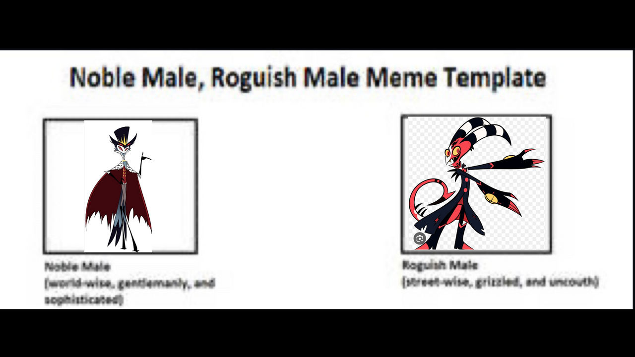 Noble male (Stolas), roguish male (Blitzo)